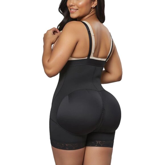 Women's Tummy Control Faja Lace Trim Butt Lifter Postoperative Full Body Shaper - Picture 5 of 9